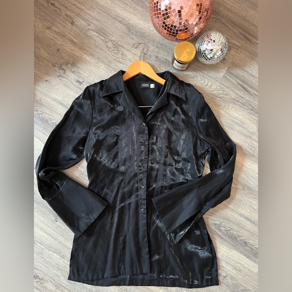 Absolutely Stunning Vintage Jacob Blouse in Shimmer Black Size M - Picture 1 of 4